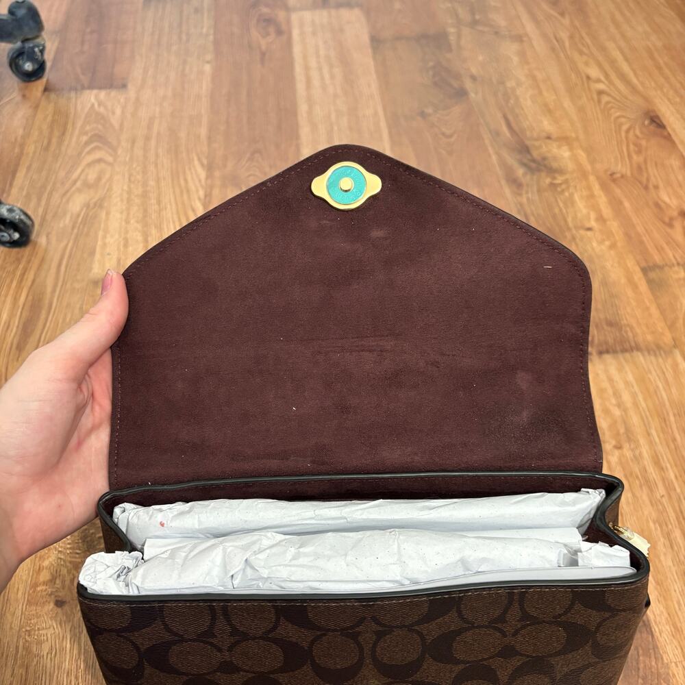 NEW Coach Signature Tammie Logo Flap Gold Chain Strap Crossbody Shoulder Bag - Picture 5 of 10